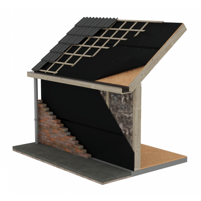 Polytex Fassade ECO zwart (UV-bestendig) 1.50 x 50 m (folie voor wanden)
